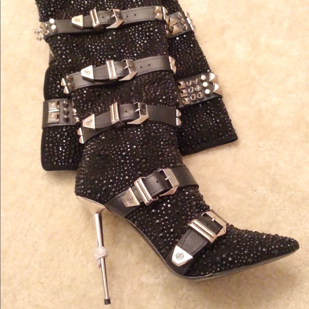 Philipp Plein Swarovski Crystals Studded Boots